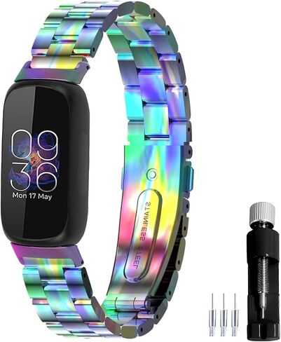 Metal Watchband Compatible with Fitbit inspire 3 Stainless Steel Wrist Strap Bracelet Replacement for inspire3 Smartwatch Accessory for Women Men in Saudi Arabia