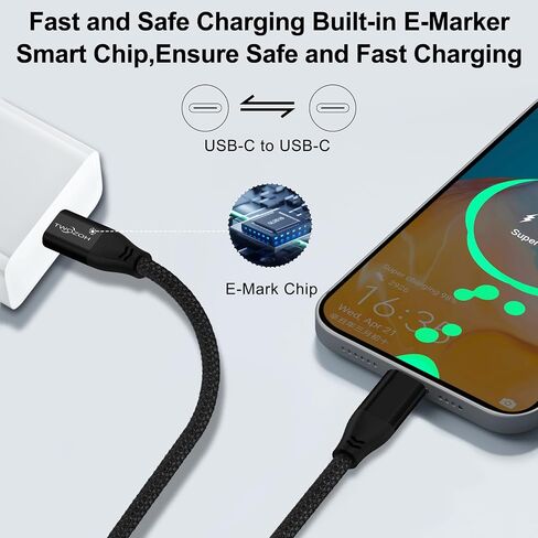 Twozoh USB C to USB C 3.2 Gen 2 Cable 20Gbps Data Transfer 100W PD Fast Charging 4K Video Output Monitor Cord (15FT, Grey) in Saudi Arabia