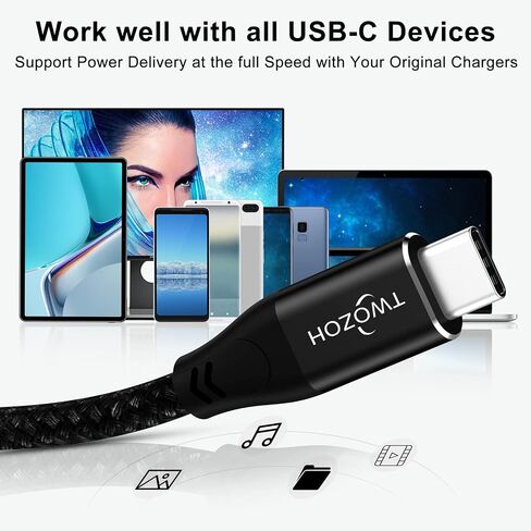 Twozoh USB C to USB C 3.2 Gen 2 Cable 20Gbps Data Transfer 100W PD Fast Charging 4K Video Output Monitor Cord (15FT, Grey) in Saudi Arabia
