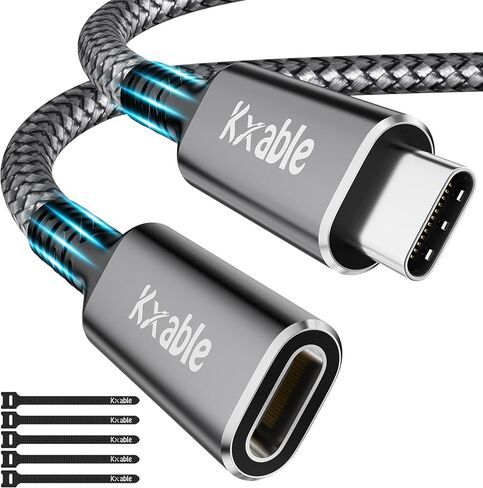 USB C Extension Cable 8 FT, Type-C Male to Female Extender Cord, 4K Video USB 3.1 Gen 2 100W Charging 10Gbps/USB 3.2 Transfer for iPhone 15/ Plus/Pro / 15 Pro Max, Galaxy, MacBook, iPad, PSVR2, More in Saudi Arabia