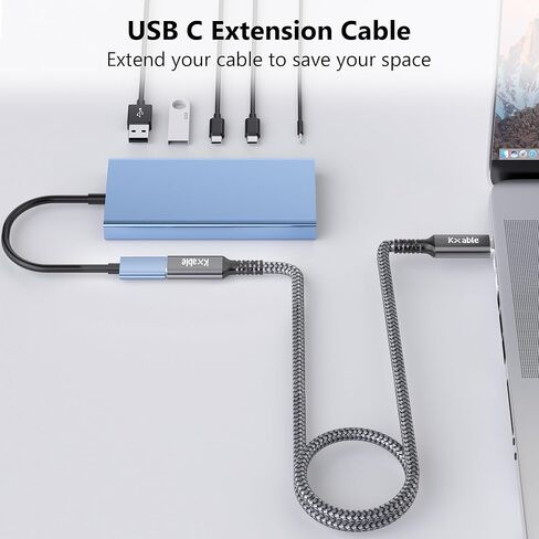 USB C Extension Cable 8 FT, Type-C Male to Female Extender Cord, 4K Video USB 3.1 Gen 2 100W Charging 10Gbps/USB 3.2 Transfer for iPhone 15/ Plus/Pro / 15 Pro Max, Galaxy, MacBook, iPad, PSVR2, More in Saudi Arabia
