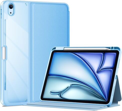 حافظة ProCase الذكية لجهاز iPad Air 11 بوصة M2 (2024)، وiPad Air الجيل الخامس (2022) / iPad Air الجيل الرابع (2020) 10.9 بوصة؛ غطاء مقاوم للصدمات بظهر شفاف وحامل أقلام - أزرق in Saudi Arabia
