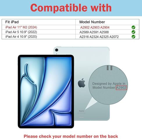 حافظة ProCase الذكية لجهاز iPad Air 11 بوصة M2 (2024)، وiPad Air الجيل الخامس (2022) / iPad Air الجيل الرابع (2020) 10.9 بوصة؛ غطاء مقاوم للصدمات بظهر شفاف وحامل أقلام - أزرق in Saudi Arabia