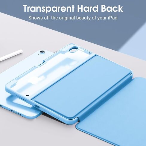حافظة ProCase الذكية لجهاز iPad Air 11 بوصة M2 (2024)، وiPad Air الجيل الخامس (2022) / iPad Air الجيل الرابع (2020) 10.9 بوصة؛ غطاء مقاوم للصدمات بظهر شفاف وحامل أقلام - أزرق in Saudi Arabia