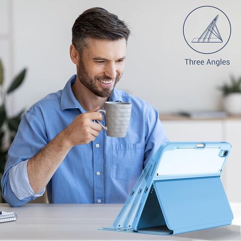 حافظة ProCase الذكية لجهاز iPad Air 11 بوصة M2 (2024)، وiPad Air الجيل الخامس (2022) / iPad Air الجيل الرابع (2020) 10.9 بوصة؛ غطاء مقاوم للصدمات بظهر شفاف وحامل أقلام - أزرق in Saudi Arabia