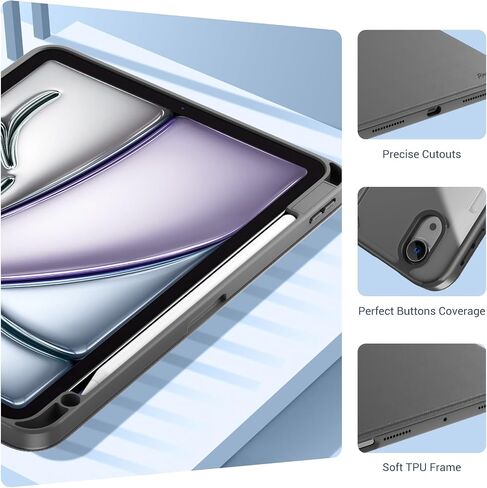 ProCase Smart Case for iPad Air 11-inch M2 (2024), iPad Air 5th Generation (2022) / iPad Air 4th Gen (2020) 10.9 Inch; Shockproof Cover with Clear Back & Pencil Holder -Blue in Saudi Arabia