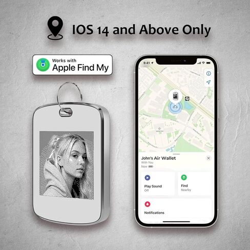 FindXeink E-Ink Finder Tag, Tracker for Apple Find My (iOS only), Custom Picture/Text/Contact, Two-Way Locator, Keychain, Pets, Kids, Luggages (Write Square) in Saudi Arabia