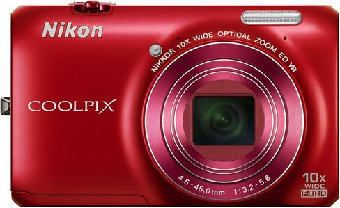 كاميرا رقمية Nikon COOLPIX S6300 بدقة 16 ميجابكسل مع عدسة زجاجية NIKKOR تكبير 10x وفيديو عالي الدقة 1080 بكسل (أحمر) (متجدد) in Saudi Arabia