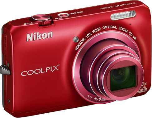 كاميرا رقمية Nikon COOLPIX S6300 بدقة 16 ميجابكسل مع عدسة زجاجية NIKKOR تكبير 10x وفيديو عالي الدقة 1080 بكسل (أحمر) (متجدد) in Saudi Arabia
