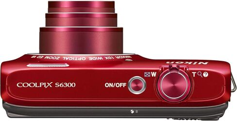 كاميرا رقمية Nikon COOLPIX S6300 بدقة 16 ميجابكسل مع عدسة زجاجية NIKKOR تكبير 10x وفيديو عالي الدقة 1080 بكسل (أحمر) (متجدد) in Saudi Arabia