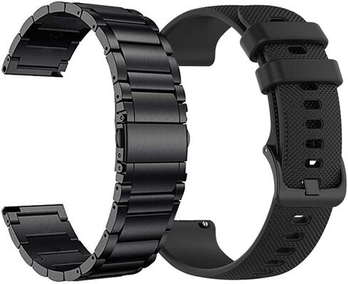 YEEJOK متوافق مع أحزمة ساعة TicWatch Pro 3 Ultra GPS/S2/E2، متوافق مع Amazfit GTR 4/4Pro Bands، GTR 3/3 Pro Bands 22 مم معدني + بديل أشرطة ساعة سيليكون للرجال والنساء in Kuwait