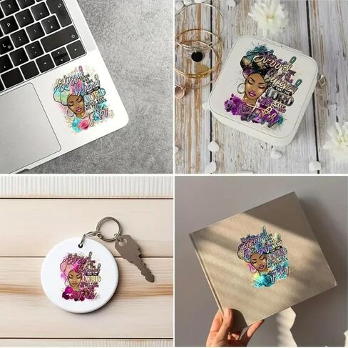12-Piece Set of Black Girl Christmas, African Queen Vinyl Stickers, Inspirational UV Vinyl Sticker Wraps, High Adhesive Decals for Coffee Mugs, Laptops, Books, Cups, Bottles etc. (STYLEE) in Saudi Arabia
