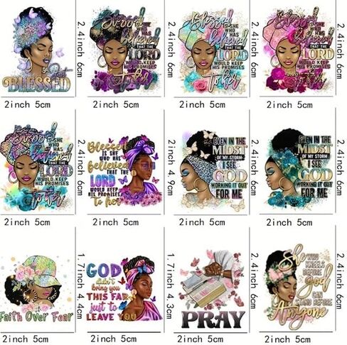 12-Piece Set of Black Girl Christmas, African Queen Vinyl Stickers, Inspirational UV Vinyl Sticker Wraps, High Adhesive Decals for Coffee Mugs, Laptops, Books, Cups, Bottles etc. (STYLEE) in Saudi Arabia