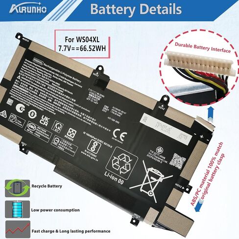 WS04XL L97357-005 استبدال بطارية الكمبيوتر المحمول لسلسلة HP Spectre x360 14-EA WS04066XL HSTNN-DB9Z L97352-2D1 L97352-2C1 7.7V 66.52Wh 8210mAh in Saudi Arabia