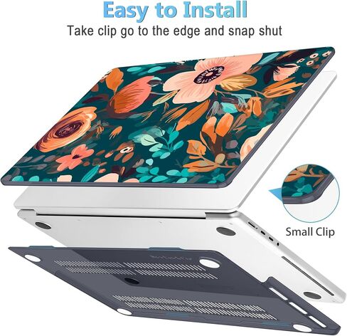 حافظة Mektron لجهاز MacBook Pro 14 بوصة 2023 2022 2021 موديل M3 A2918 A2992 M2 A2779 M1A2442 Pro/Max، غطاء حماية من البلاستيك الصلب لجهاز MacBook Pro 14 بوصة مع معرف اللمس، زهرة الداليا C035 in Kuwait