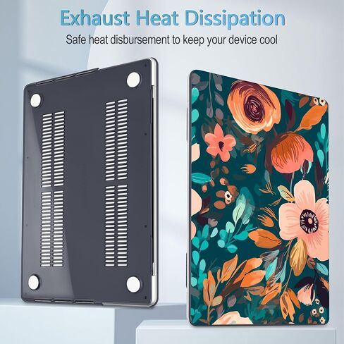حافظة Mektron لجهاز MacBook Pro 14 بوصة 2023 2022 2021 موديل M3 A2918 A2992 M2 A2779 M1A2442 Pro/Max، غطاء حماية من البلاستيك الصلب لجهاز MacBook Pro 14 بوصة مع معرف اللمس، زهرة الداليا C035 in Kuwait