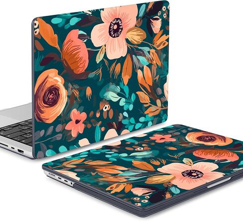 حافظة Mektron لجهاز MacBook Pro 14 بوصة 2023 2022 2021 موديل M3 A2918 A2992 M2 A2779 M1A2442 Pro/Max، غطاء حماية من البلاستيك الصلب لجهاز MacBook Pro 14 بوصة مع معرف اللمس، زهرة الداليا C035 in Kuwait