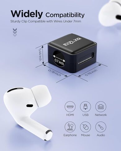 حامل منظم الحبل المغناطيسي، EIZLXQ 8 حزم لإدارة الكابلات تحت المكتب، مشابك كابل مغناطيسي لاصقة للمنزل والمكتب والهاتف والسيارة وسطح المكتب - أبيض in Kuwait