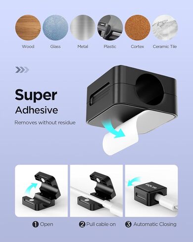 حامل منظم الحبل المغناطيسي، EIZLXQ 8 حزم لإدارة الكابلات تحت المكتب، مشابك كابل مغناطيسي لاصقة للمنزل والمكتب والهاتف والسيارة وسطح المكتب - أبيض in Kuwait