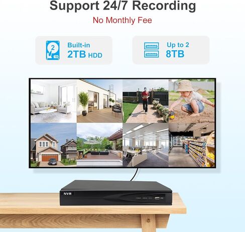 نظام كاميرا أمان Anpviz 16CH PoE مع اكتشاف الإنسان/المركبة، 4K 16 قناة NVR مع 4 تيرابايت HDD، 8 قطع 100 قدم ذكي مزدوج اللون رؤية ليلية خارجية IP 2.8 مم لتسجيل 24/7 in Kuwait