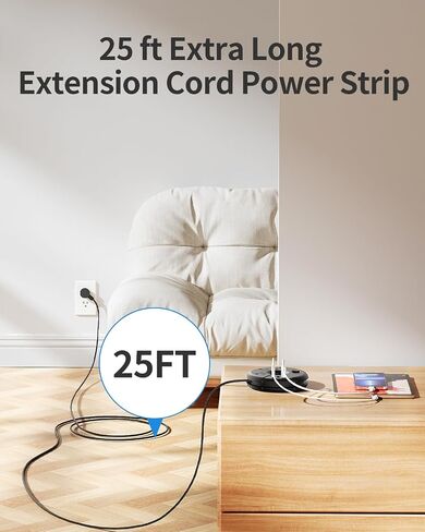 NTONPOWER Flat Extension Cord 3Feet, Travel Extension Cord with 3 USB Ports, Black Power Strip Flat Plug, On/Off Switch, Flat Outlet Extender for Home, Dorm, Hotel, Cruise Ship Essentials in Saudi Arabia