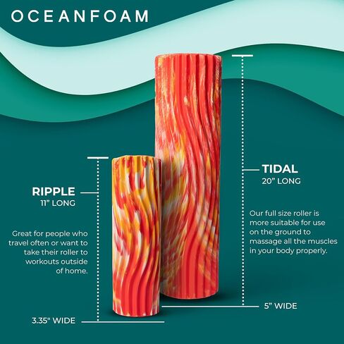 بكرة إسفنجية من Seafoam - أسطوانة إسفنجية لتدليك عضلات الظهر ذات مموج مريح - اليوغا، وألعاب القوى، وتقرح الجسم وتصلبه، وتمارين التمدد، ومدرب توازن صغير - حجم مناسب للسفر in Kuwait