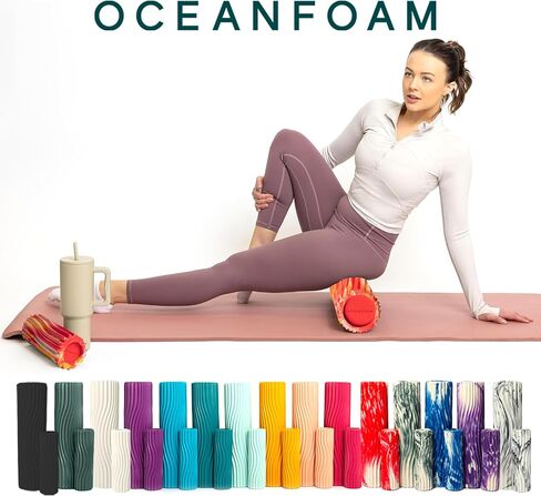 بكرة إسفنجية من Seafoam - أسطوانة إسفنجية لتدليك عضلات الظهر ذات مموج مريح - اليوغا، وألعاب القوى، وتقرح الجسم وتصلبه، وتمارين التمدد، ومدرب توازن صغير - حجم مناسب للسفر in Kuwait