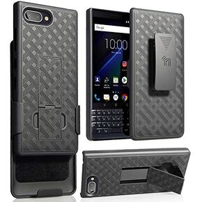 Case with Clip for BlackBerry Key2 LE, Nakedcellphone [Black Tread] Kickstand Cover with [Rotating/Ratchet] Belt Hip Holster Combo for BlackBerry Key2 LE Phone [[ONLY for LE MODEL]]