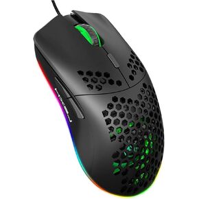 RGB Gaming Mouse with Honeycomb Shell, Ultraweave Cable, 6400 DPI Optical Programmable Wired Mouse