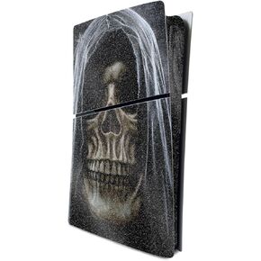 MightySkins Glossy Glitter Skin Compatible with Playstation 5 PS5 Slim Disk Edition Console Only - Reaper Skull | Protective, Durable High-Gloss Glitter Finish | Easy to Apply | Made in The USA