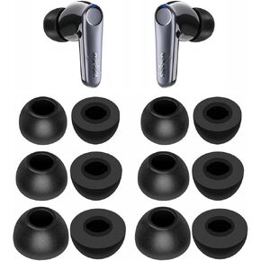 Foam Ear Tips Noise Canceling Memory Foam Eartips Ear Cap Replacement Ear Tip Compatible with Ear Fun Air Pro 4 Earbuds, Free Pro 3, Free 2S, Air Pro 3, Air 2, L/M/S 3 Size 6 Pairs,Black 2146P