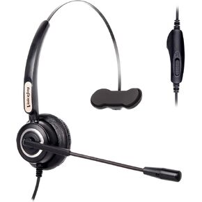 VoiceJoy Volume and Mute Switch Telephone Headset Compatible with Yealink T21 T42 etc Avaya 1608 9640 9620 9630 9640 Grandstream GXP1400 2120 etc IP Phones