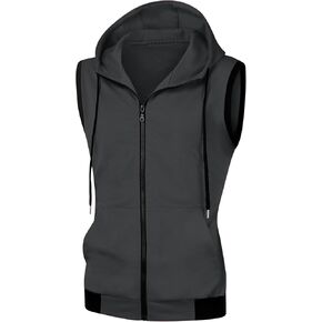 Lars Amadeus Sleeveless Hoodie for Men's Zip Up Drawstring Hooded Sweatshirt in Saudi Arabia