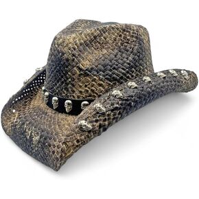 Peter Grimm Ltd Unisex Gotham Straw Cowboy Hat Black One Size