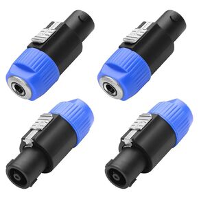 CERRXIAN 4Pack NL4FC Speaker to 1/4 6.35mm Adapter, Speakon Male to Mono 1/4 inch TS Female Converter with Twist Lock for Speaker, Amplifier, Mixer