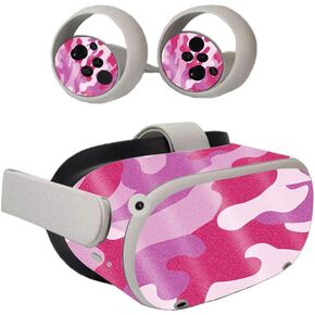 MightySkins Glossy Glitter Skin Compatible with Oculus Quest 2 - Pink Camo | Protective, Durable High-Gloss Glitter Finish | Easy to Apply, Remove, and Change Styles | Made in The USA