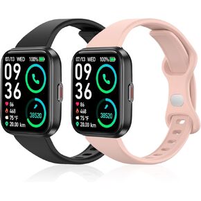 2 Pack Slim Watch Bands Compatible with ENOMIR ID208BT/Aeac ID208BT Smart Watch,Soft Sport Replacement Strap for Konitee/FACOI ID208BT/SKG V7 PRO Watch Women Men