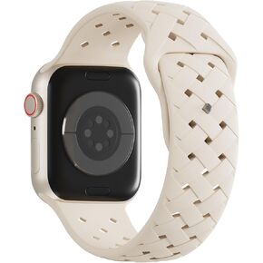 Breathable Silicone Braided Weave Band Compatible with Apple Watch Band 38mm 40mm 41mm 42mm 44mm 45mm 49mm, Soft Waterproof Sport Strap for iWatch Ultra/2 Series 9/8/SE/7/6/5/4/3/2/1 Women Men