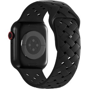 Breathable Silicone Braided Weave Band Compatible with Apple Watch Band 38mm 40mm 41mm 42mm 44mm 45mm 49mm, Soft Waterproof Sport Strap for iWatch Ultra/2 Series 9/8/SE/7/6/5/4/3/2/1 Women Men in Kuwait