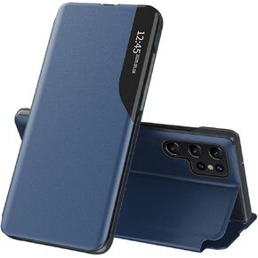 Case for Samsung S23 Ultra, Galaxy S23 Ultra Case Clear View Leather with Kickstand Magnetic Flip Case Women Men Shockproof Protective Cover for Samsung Galaxy S23 Ultra,Windows Purple