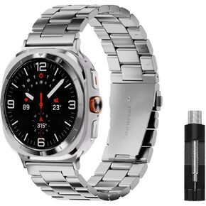 Band Compatible with Samsung Galaxy Watch 7 Ultra 47mm (2024), Stainless Steel Metal Replacement Strap for Men Women No Gap Solid Wristband