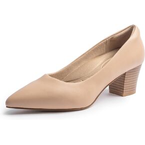 Heels for Women with Arch Support, Low Chunky Block Closed Toe Heels,Comfortable Pointed Toe Dress Office Slip on Pumps Shoes