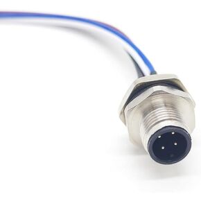 M12 4Pin Male Connector Cable,A Coded Straight Back Mount Cable 1M Waterproof Male Aviation Socket UnShielded Electrical Cable IP67 Sensor Receptacle (1Meter)