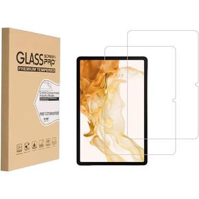 واقي شاشة لجهاز Samsung Galaxy Tab S8 2022 / Tab S7 2020 مقاس 11 بوصة (SM-X700/X706/T870/T875/T878) طبقة من الزجاج المقوى مضادة للخدش، خالية من الفقاعات، عالية الوضوح (عبوتان)