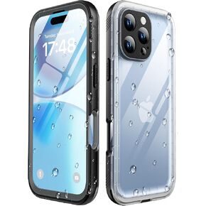 SPORTLINK for iPhone 16 Pro Case Waterproof - Built in Screen Protective, IP68 Underwater /6.6FT Military Dropproof/Dustproof/Full Body Phone Case 6.3 inch Black/Clear