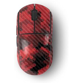 MightySkins Skin Compatible with Logitech G Pro Wireless Gaming Mouse - Red Hexa Camo | Protective, Durable, and Unique Vinyl Decal wrap Cover | Easy to Apply, Remove, and Change Styles