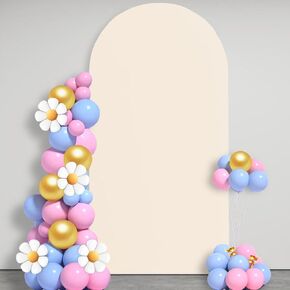 7.2 FT Arch Backdrop Cover, White Arch Cover, Spandex Fitted Wedding Arch Covers Stretchy Backdrop, Chiara Backdrop Stand Covers for Baby Shower Birthday Balloon Arch Decor White