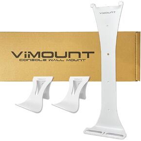 ViMount Wall Mount Metal Holder Compatible with PlayStation 5 Disc and PS5 Digital with 2X Holders Compatible with DualSense Gamepads in White Color