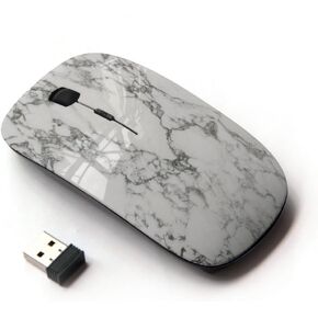 Gray Marble Pattern Stone Design Ergonomic Wireless Mouse with Nano Receiver