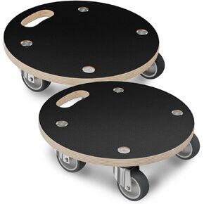 Furniture Mover Dolly Portable Wood Rolling Mover for Heavy Furniture Sofa Cabinet Refrigerator, with 4 360° Rotatable Rubber Universal Wheels, 550 Lbs Capacity, Black (2)